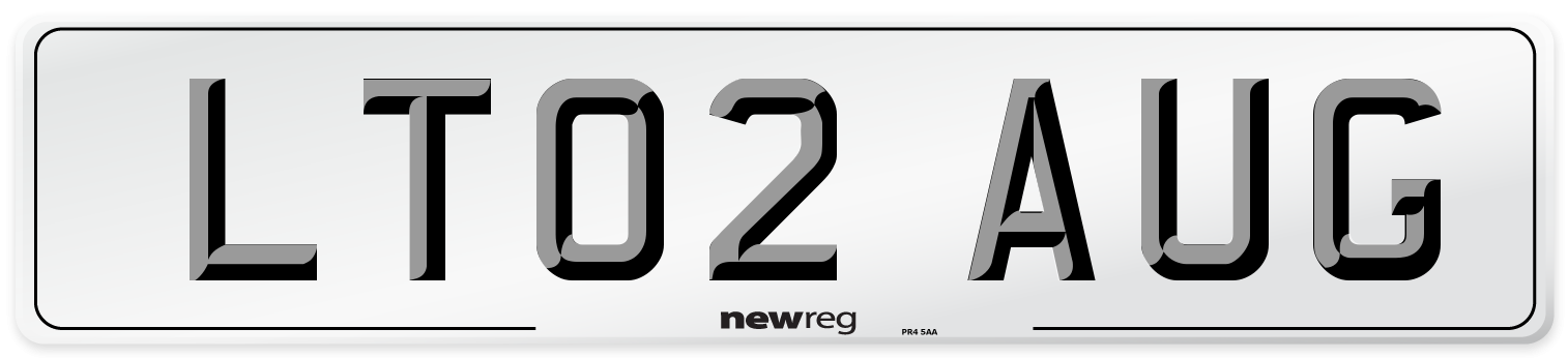 LT02 AUG Number Plate from New Reg